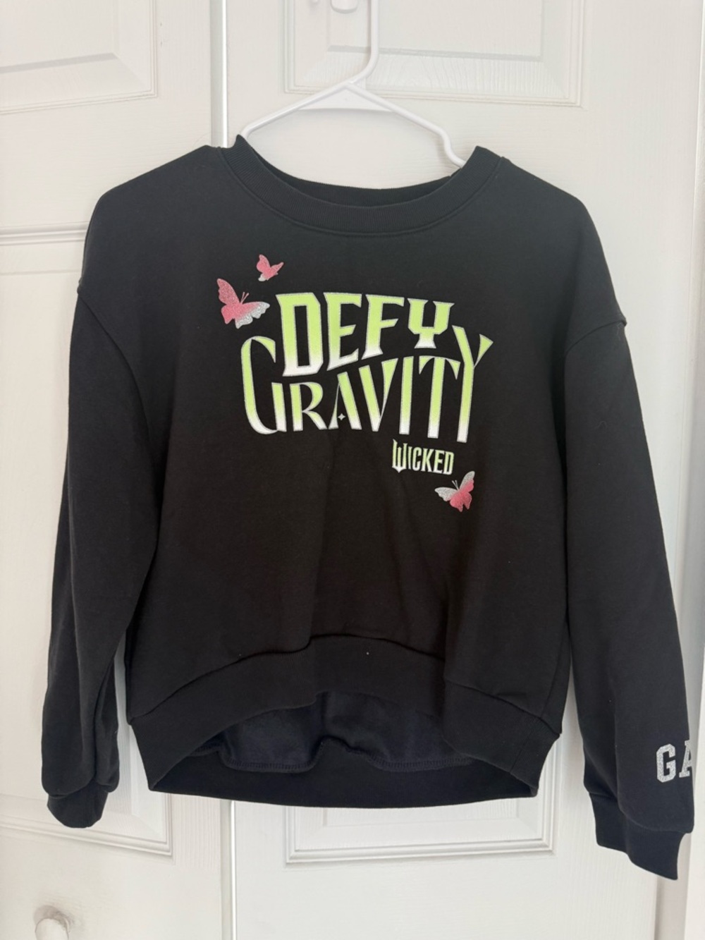 NWT Gap Kids x Wicked Defy Gravity Sweatshirt XXL 14-16 Black Glitter